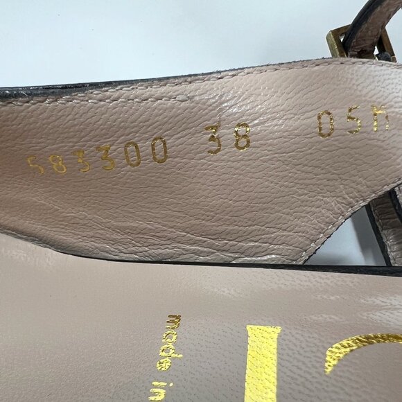 Gucci Zumi Interlocking Logo Black Leather Pointed Toe Low Heels Slingback Pumps - Picture 7 of 9